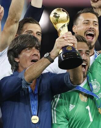 Chile vs Germany SÃO PETERSBURGO, MO - 02.07.2017: CHILE VS GERMANY - Germany coach Joachim LOW of Germany raises the 2017 Confederations Cup Champion& 39;s after ter his game against Chile on Sunday at the Krestovsky Stadium in St Petersburg, Russia. (Photo: Rodolfo Buhrer La Imagem Fotoarena) x1349351x  RodolfoxBuhrer