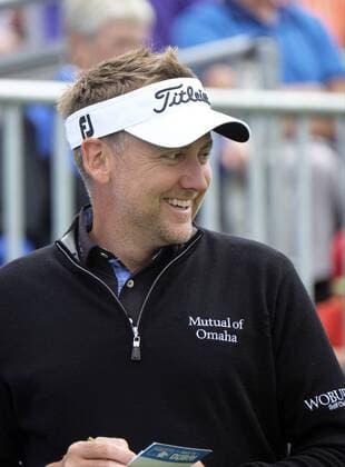 July 5th 2017, Portstewart Golf Club, Portstewart, Northern Ireland; Dubai Duty Free Irish Open Golf Championship; Pro-Am Tournament; Ian Poulter (ENG) is all smiles as his team mates discuss his poor opening shot xNigelxCookex  ActionPlus11897954