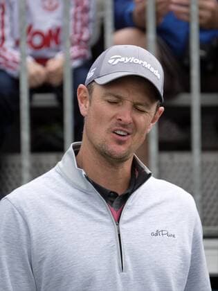 July 5th 2017, Portstewart Golf Club, Portstewart, Northern Ireland; Dubai Duty Free Irish Open Golf Championship; Pro-Am Tournament; Justin Rose (ENG) reacts after a poor shot from one of his team mates xNigelxCookex  ActionPlus11897956