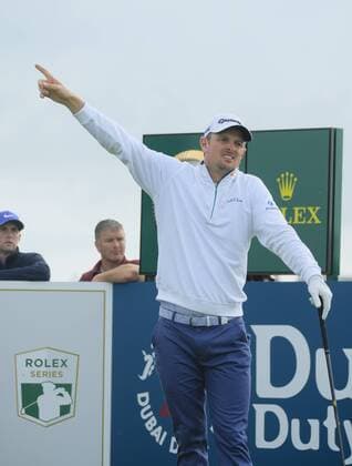 July 6th 2017, Portstewart Golf Club, Portstewart, Northern Ireland; Dubai Duty Free Irish Open Golf Championship; Day 1; Justin Rose (ENG) points that he has pushed his opening tee shot to the right xNigelxCookex  ActionPlus11898245