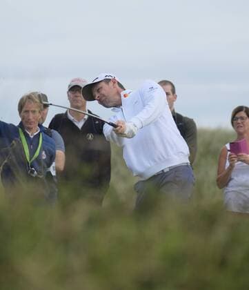 July 6th 2017, Portstewart Golf Club, Portstewart, Northern Ireland; Dubai Duty Free Irish Open Golf Championship; Day 1; Justin Rose (ENG) plays his second shot from the rough on the 10th to the green xNigelxCookex  ActionPlus11898248