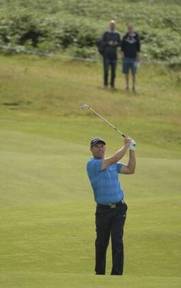 July 6th 2017, Portstewart Golf Club, Portstewart, Northern Ireland; Dubai Duty Free Irish Open Golf Championship; Day 1; Padraig Harrington (IRL) plays his second shot on the 11th xNigelxCookex  ActionPlus11898254