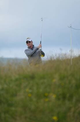 July 6th 2017, Portstewart Golf Club, Portstewart, Northern Ireland; Dubai Duty Free Irish Open Golf Championship; Day 1; Miguel Angel Jimenez (ESP) plays his second shot from the 12th xNigelxCookex  ActionPlus11898258