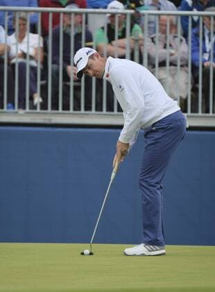 July 6th 2017, Portstewart Golf Club, Portstewart, Northern Ireland; Dubai Duty Free Irish Open Golf Championship; Day 1; Justin Rose (ENG) makes his putt attempt on the 15th xNigelxCookex  ActionPlus11898260