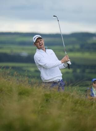 July 6th 2017, Portstewart Golf Club, Portstewart, Northern Ireland; Dubai Duty Free Irish Open Golf Championship; Day 1; Justin Rose (ENG) reacts as his second shot from the rough goes long over the green xNigelxCookex  ActionPlus11898266