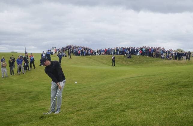 July 6th 2017, Portstewart Golf Club, Portstewart, Northern Ireland; Dubai Duty Free Irish Open Golf Championship; Day1; Rory Mcllroy (NIR) plays a chip shot onto the 9th green xNigelxCookex  ActionPlus11898274