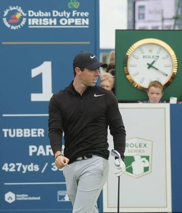 July 6th 2017, Portstewart Golf Club, Portstewart, Northern Ireland; Dubai Duty Free Irish Open Golf Championship; Day1; Rory Mcllroy (NIR) checks out where the ball has landed from his drive on the 1st xNigelxCookex  ActionPlus11898280
