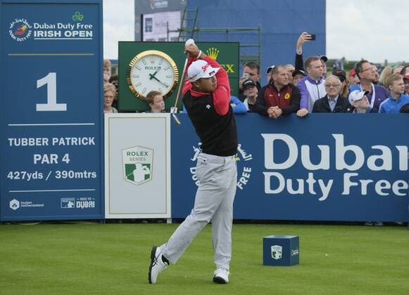 July 6th 2017, Portstewart Golf Club, Portstewart, Northern Ireland; Dubai Duty Free Irish Open Golf Championship; Day1; Hideki Matsuyama (JPN) drives his shot from the 1st tee xNigelxCookex  ActionPlus11898281