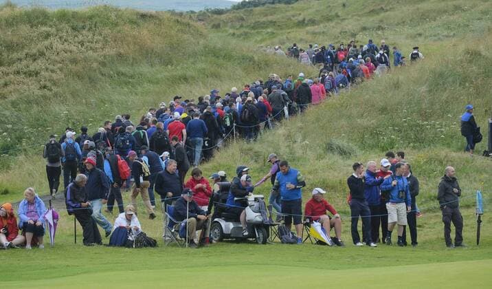 July 6th 2017, Portstewart Golf Club, Portstewart, Northern Ireland; Dubai Duty Free Irish Open Golf Championship; Day1; Train of people following the round of Rory Mcllroy (NIR) xNigelxCookex  ActionPlus11898287