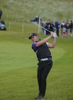 July 6th 2017, Portstewart Golf Club, Portstewart, Northern Ireland; Dubai Duty Free Irish Open Golf Championship; Day1; Danny Willet (ENG) chips onto the green on the 8th xNigelxCookex  ActionPlus11898289