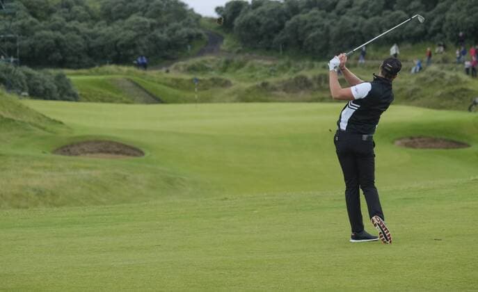 July 6th 2017, Portstewart Golf Club, Portstewart, Northern Ireland; Dubai Duty Free Irish Open Golf Championship; Day1; Danny Willett (ENG) plays his approach to the 8th green xNigelxCookex  ActionPlus11898295