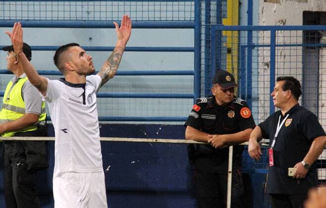 06.07.2017 Podgorica(Montenegro) FK Zeta-FK Zeljeznicar Sarajevo Europa League 1st leg qualifieres men s football Ivan Lendric (L) FK Zeljeznicar celebrate goal :Str 