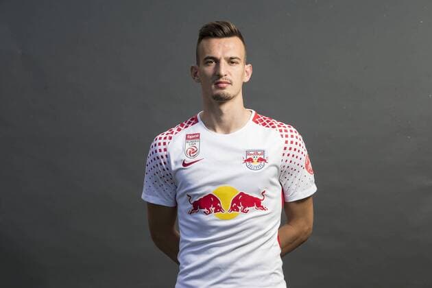 SOCCER - BL, RBS, team photoshooting SALZBURG,AUSTRIA,05.JUL.17 - SOCCER - tipico Bundesliga, Red Bull Salzburg, team photo shooting. Image shows Mergim Berisha (RBS). GEPAxpictures xFelixxRoittner