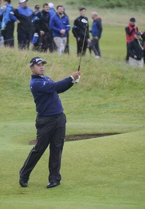 July 7th 2017, Portstewart Golf Club, Portstewart, Northern Ireland; Dubai Duty Free Irish Open Golf Championship, Day 2; Hideki Matsuyama (JPN) plays his second during on the 11th during the second round of the Dubai Duty Free Irish Open xNigelxCookex  ActionPlus11898546