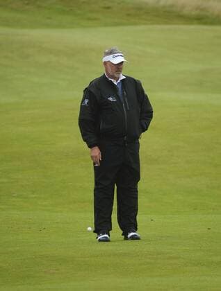 July 7th 2017, Portstewart Golf Club, Portstewart, Northern Ireland; Dubai Duty Free Irish Open Golf Championship, Day 2; Darren Clarke (NIR) has a smoke on the 11th during the second round of the Dubai Duty Free Irish Open xNigelxCookex  ActionPlus11898548