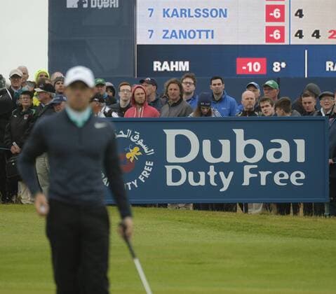 July 7th 2017, Portstewart Golf Club, Portstewart, Northern Ireland; Dubai Duty Free Irish Open Golf Championship, Day 2; The crowds are out in force on the 18th green to welcome Rory McIlroy (NIR) during the second round of the Dubai Duty Free Irish Open xNigelxCookex  ActionPlus11898561
