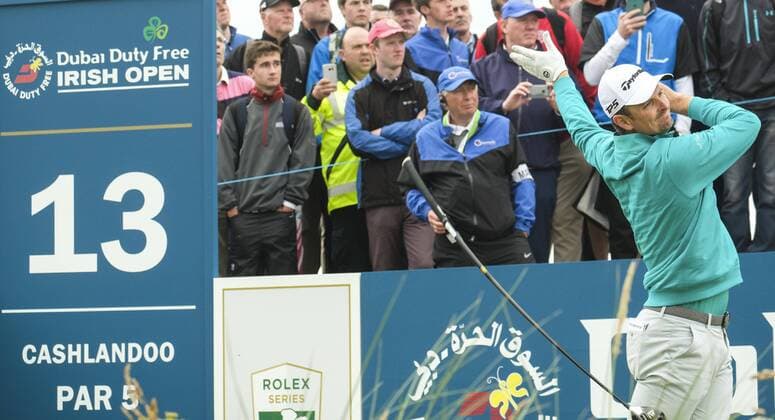 July 7th 2017, Portstewart Golf Club, Portstewart, Northern Ireland; Dubai Duty Free Irish Open Golf Championship, Day 2; Justin Rose (ENG) throws his driver to the ground after pulling his shot on the 13th during the second round of the Dubai Duty Free Irish Open xNigelxCookex  ActionPlus11898678