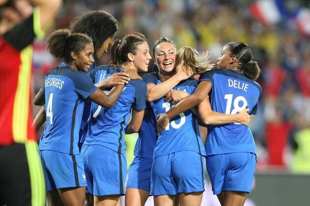 joie but equipe france camille catala FOOTBALL : France vs Belgique - Feminines - match amical - 07 07 2017 RichardGosselin Panoramic 