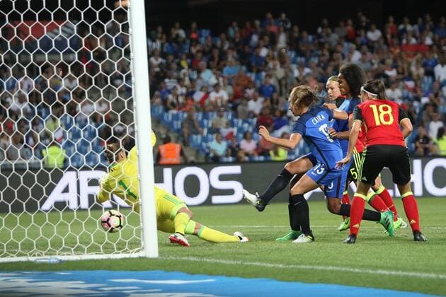 joie but equipe france camille catala FOOTBALL : France vs Belgique - Feminines - match amical - 07 07 2017 RichardGosselin Panoramic 