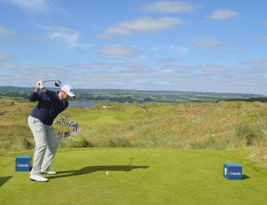 July 8th 2017, Portstewart Golf Club, Portstewart, Northern Ireland; Dubai Duty Free Irish Open Golf Championship, Day 3; Shane Lowry (IRL) plays from the 4th tee box during the third round of the Dubai Duty Free Irish Open xNigelxCookex  ActionPlus11898888