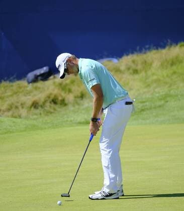July 8th 2017, Portstewart Golf Club, Portstewart, Northern Ireland; Dubai Duty Free Irish Open Golf Championship, Day 3; Dean Burmester (RSA) plays his putt on the 18th during the third round of the Dubai Duty Free Irish Open xNigelxCookex  ActionPlus11898997