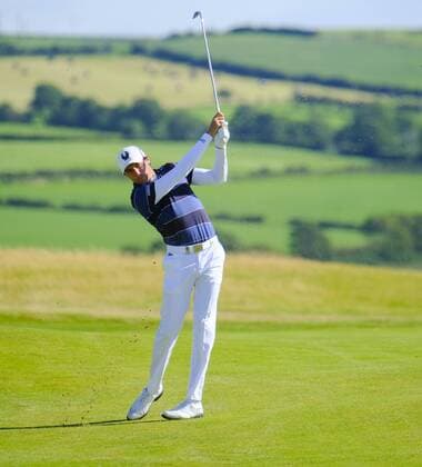 July 8th 2017, Portstewart Golf Club, Portstewart, Northern Ireland; Dubai Duty Free Irish Open Golf Championship, Day 3; Benjamin Hebert (FRA) watches his shot make the 18th green during the third round of the Dubai Duty Free Irish Open xNigelxCookex  ActionPlus11899109