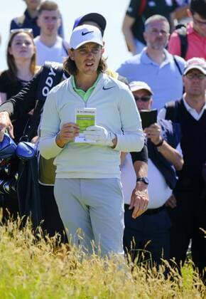July 8th 2017, Portstewart Golf Club, Portstewart, Northern Ireland; Dubai Duty Free Irish Open Golf Championship, Day 3; Tommy Fleetwood (ENG) checks his lines from the rough during the third round of the Dubai Duty Free Irish Open xNigelxCookex  ActionPlus11899161