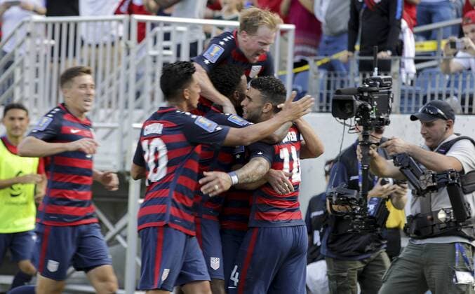July 8, 2017 - Nashville, TN, USA - Nashville, TN - Saturday July 08, 2017: Dom Dwyer scores a goal during a 2017 Gold Cup match between the men s national teams of the United States (USA) and Panama (PAN) at Nissan Stadium. Dom Dwyer - ZUMAt139 20170708_zaa_t139_028 Copyright: xJohnxDortonx