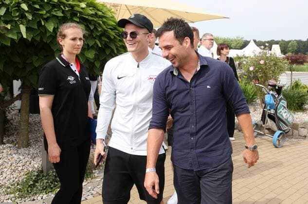 RB Leipzig Charity Golfturnier Machern b. Leipzig, 09.07.2017, Eagles Charity Golf Club e.V. , RB Leipzig Charity Golfturnier , Im Bild, Andrea Burkhardt, Marcel Sabitzer und Co Trainer Zsolt Löw Loew. ,