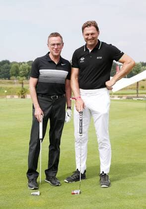 RB Leipzig Charity Golfturnier Machern b. Leipzig, 09.07.2017, Eagles Charity Golf Club e.V. , RB Leipzig Charity Golfturnier , Im Bild, v.l.: Sportdirektor Ralf Rangnick (RB Leipzig) und Trainer Ralph Hasenhüttl Hasenhuettl (RB Leipzig). ,