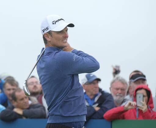July 9th 2017, Portstewart Golf Club, Portstewart, Northern Ireland; Dubai Duty Free Irish Open Golf Championship, Day 4; Justin Rose (ENG) on the 1st tee during the final round of the Dubai Duty Free Irish Open xNigelxCookex  ActionPlus11899427