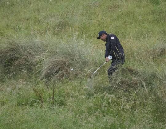 July 9th 2017, Portstewart Golf Club, Portstewart, Northern Ireland; Dubai Duty Free Irish Open Golf Championship, Day 4; Hideto Tanihara (JPN) plays from the rough on the 8th during the final round of the Dubai Duty Free Irish Open xNigelxCookex  ActionPlus11899664