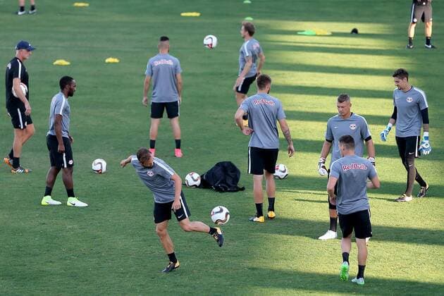 FC Red Bull Salzburg players train a day prior the UEFA Champions League second qualifying round, first leg soccer match between Hibernians FC and FC Red Bull Salzburg at the Hibernians Stadium, Paola on 11 July, 2017 Hibernians FC v FC Red Bull Salzburg HIBS_RBS_17