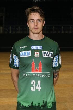 Michael Damgaard (SC Magdeburg) - Handball Bundesliga Saison 2017-2018 Offizeller Fototermin SC Magdeburg in der GETEC Arena in Magdeburg - Einzelbild,Portrait,Deutschland, Handball, Mann, Maenner,12.07.2017