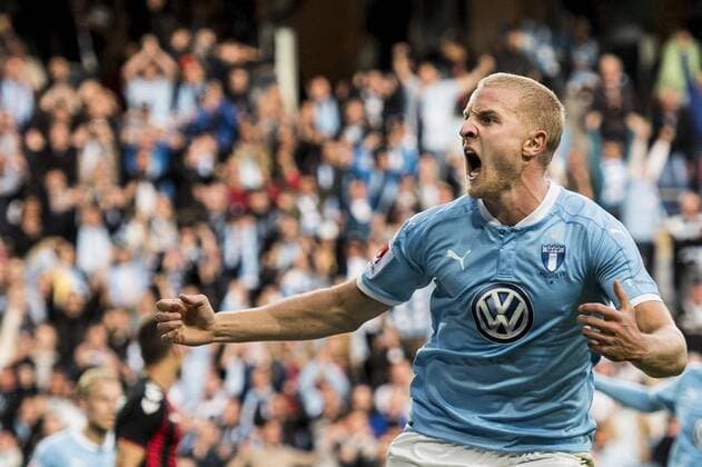Fußball, CL Quali, Malmö FF - Vardar Skopje 170712 Malmö FFs Franz Brorsson jublar efter sitt 1-1 mal under fotbollsmatchen i kvalet till Champions League mellan Malmö FF och Vardar den 12 juli 2017 i Malmö.  Copyright: PETTERxARVIDSON BB170712PA118