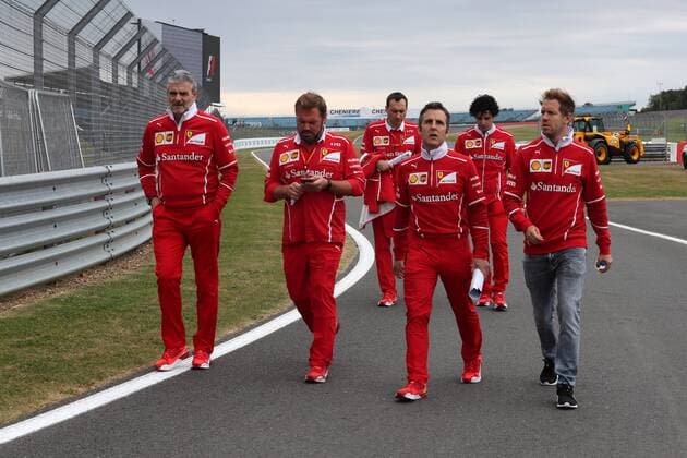 British Grand Prix, Silverstone 13 - 16 July 2017 13.07.2017 - Maurizio Arrivabene (ITA) Ferrari Team Principal and Sebastian Vettel (GER) Scuderia Ferrari SF70H 