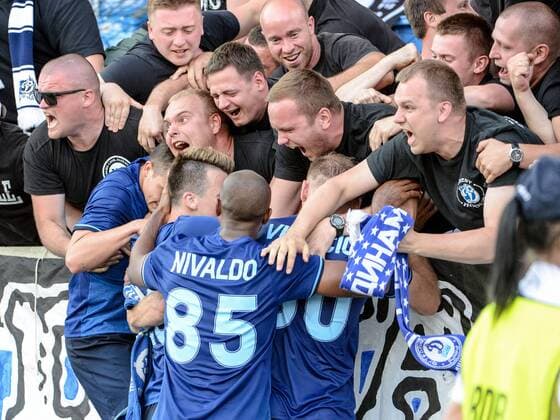 SOCCER - UEFA EL quali, Altach vs Brest ALTACH,AUSTRIA,13.JUL.17 - SOCCER - UEFA Europa League qualification, SCR Altach vs FK Dinamo Brest. Image shows the rejoicing of Brest. GEPAxpictures xOliverxLerch