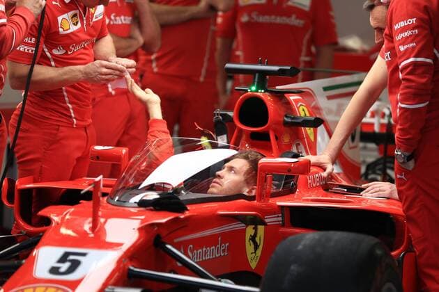 July 13th 2017, Silverstone, Northants, England; British F1 Grand Prix; Sebastian Vettel - Scuderia Ferrari shield cockpit protection device xOctanex  ActionPlus11900966
