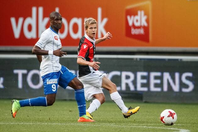 Gent s Samuel Kalu and Nice s Vincent Koziello fight for the ball during a friendly soccer match between Belgian first league soccer team KAA Gent and French Ligue 1 team Nice, Thursday 13 July 2017 in Gent. KURTxDESPLENTER  x05131031x