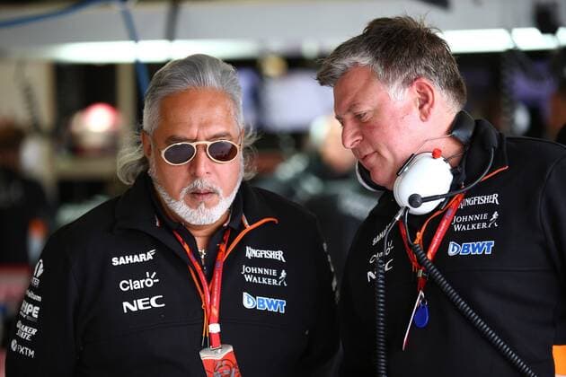 British Grand Prix, Silverstone 13 - 16 July 2017 14.07.2017 - Free Practice 1, Vijay Mallya (IND), Chairman and Managine Director Force India and Robert Fernley (GBR) Sahara Force India F1 Team Deputy Team Principal 