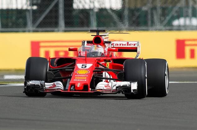 Sebastian Vettel, Scuderia Ferrari, mit Frontscheibe, formula 1 GP, Great Britain in Silverstone 14.07.2017 Photo:mspb Vince Mignott Not free for England Frontscheibe, Sebastian Vettel, formula 1 GP, Great Britain