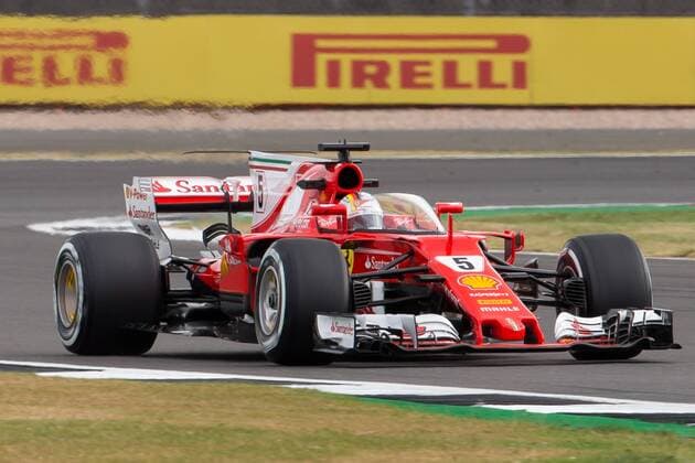 July 14th 2017, Silverstone, Northamptonshire, England; British Formula One Grand Prix, Free Practice; Scuderia Ferrari driver Sebastian Vettel drives with the new cockpit protection system xTimxWilliamsx  ActionPlus11901091