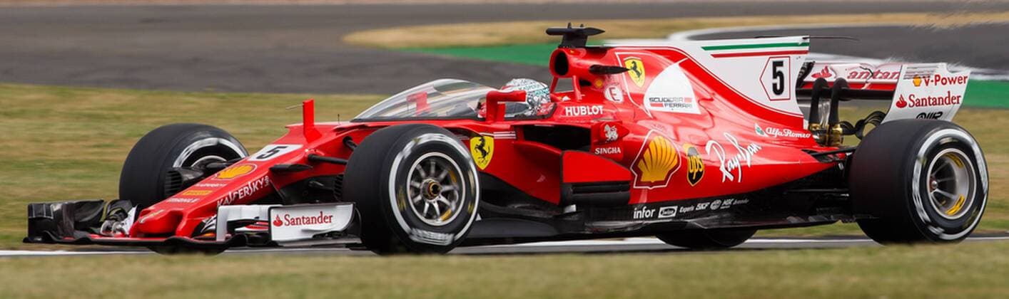 July 14th 2017, Silverstone, Northamptonshire, England; British Formula One Grand Prix, Free Practice; Scuderia Ferrari driver Sebastian Vettel drives with the new cockpit protection system xTimxWilliamsx  ActionPlus11901093