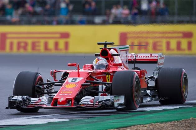 July 14th 2017, Silverstone, Northamptonshire, England; British Formula One Grand Prix, Free Practice; Scuderia Ferrari driver Sebastian Vettel during first practice xTimxWilliamsx  ActionPlus11901126