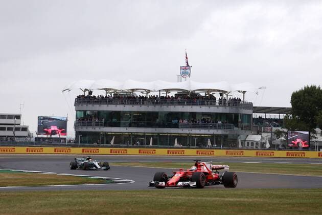British Grand Prix, Silverstone 13 - 16 July 2017 15.07.2017 - Free Practice 3, Sebastian Vettel (GER) Scuderia Ferrari SF70H leads Lewis Hamilton (GBR) Mercedes AMG F1 W08 
