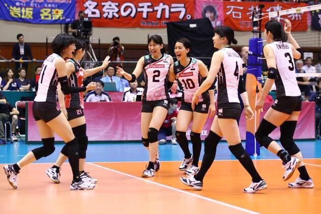 Japan team group Mannschaftsbild Totale (JPN), JULY 15, 2017 - Volleyball : FIVB Volleyball World League SENDAI 2017 match between Japan 0-3 Serbia at Kamei Arena Sendai, in Sendai, Japan. Noxthirdxpartyxsales  (ipha039620)