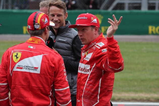British Grand Prix, Silverstone 13 - 16 July 2017 15.07.2017 - Qualifying, Sebastian Vettel (GER) Scuderia Ferrari SF70H, Jenson Button (GBR) and Kimi Raikkonen (FIN) Scuderia Ferrari SF70H 