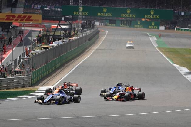 July 16th 2017, Silverstone, Northamptonshire, England; British Formula 1 Grand Prix, Race Day; Marcus Ericsson & x2013; Sauber F1 Team C36 into the first corner in the back of the field xOctanex  ActionPlus11902453
