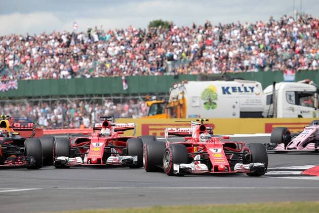 British Grand Prix, Silverstone 13 - 16 July 2017 16.07.2017 - Race, Sebastian Vettel (GER) Scuderia Ferrari SF70H and Kimi Raikkonen (FIN) Scuderia Ferrari SF70H 