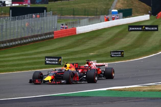 British Grand Prix, Silverstone 13 - 16 July 2017 16.07.2017 - Race, Max Verstappen (NED) Red Bull Racing RB13 , Sebastian Vettel (GER) Scuderia Ferrari SF70H and Kimi Raikkonen (FIN) Scuderia Ferrari SF70H